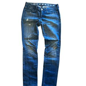 Earnest Sewn Harlan Skinny Jeans Distressed Medium Wash Denim Size 25
